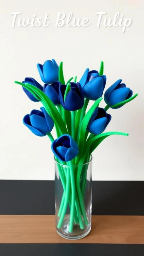Pipe Cleaner Flower Bouquet Blue