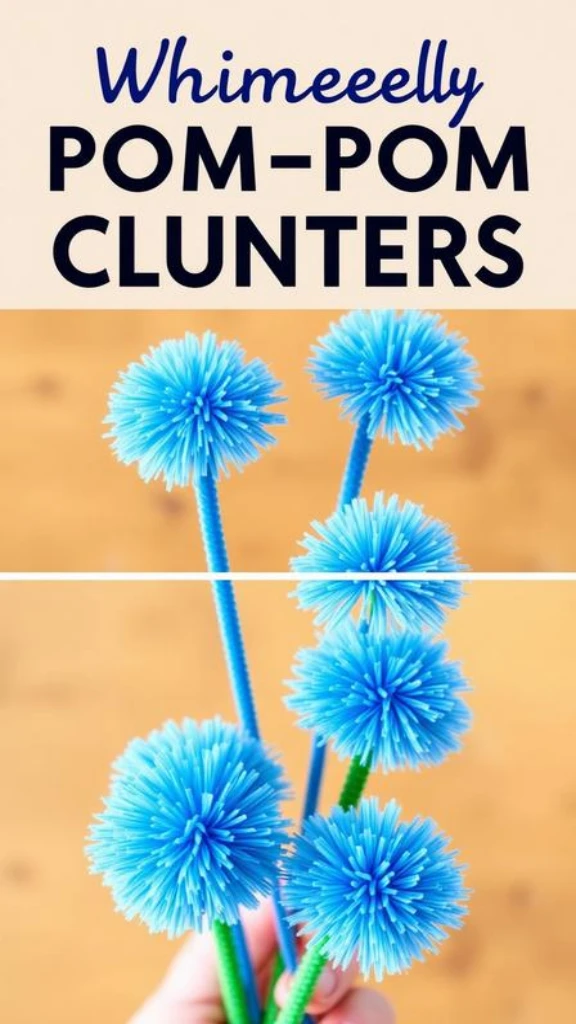 Whimsical Fuzzy Pom-Pom Flower Clusters