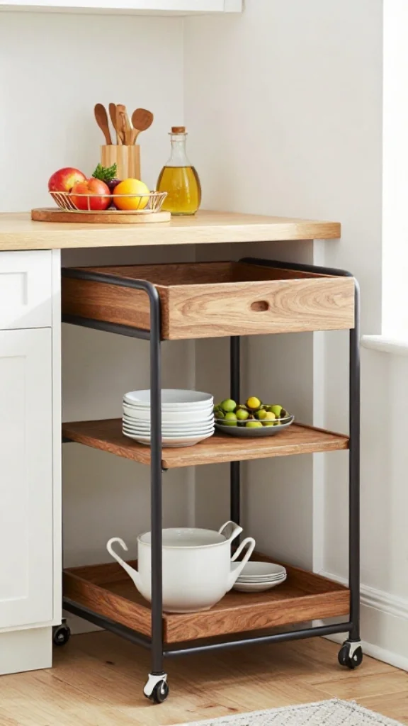 Add a Rolling Cart for Extra Counter Space