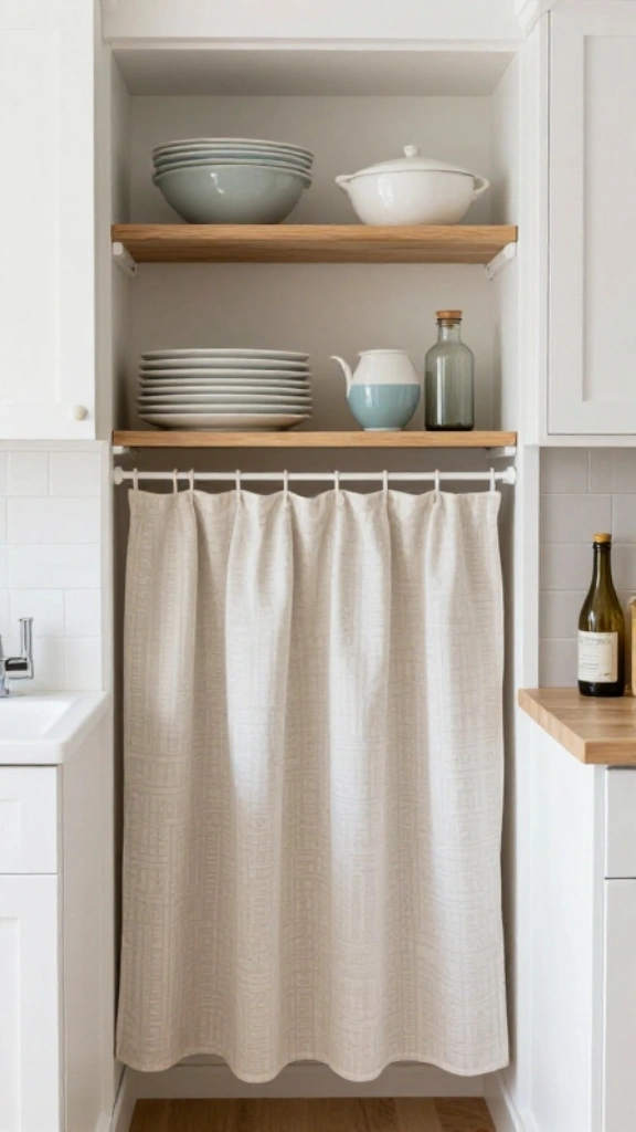 Hang a Curtain Instead of Cabinet Doors