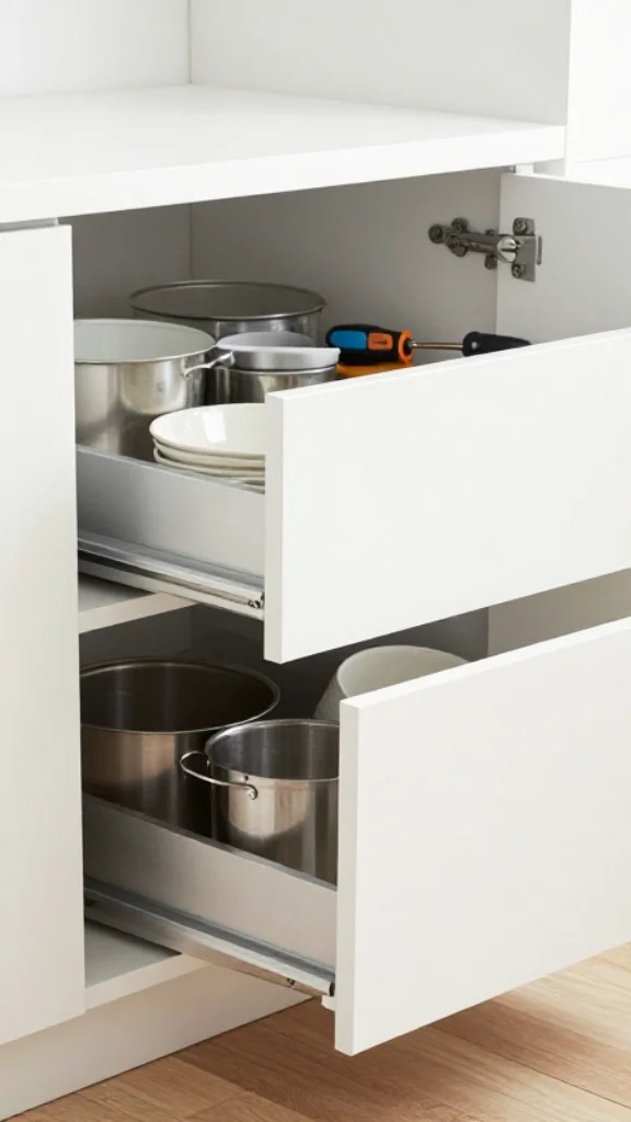 Install Pull-Out Drawers in Lower Cabinets