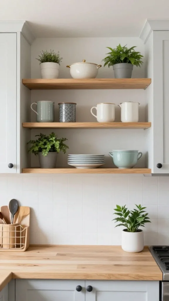 Use Open Shelving Instead of Upper Cabinets