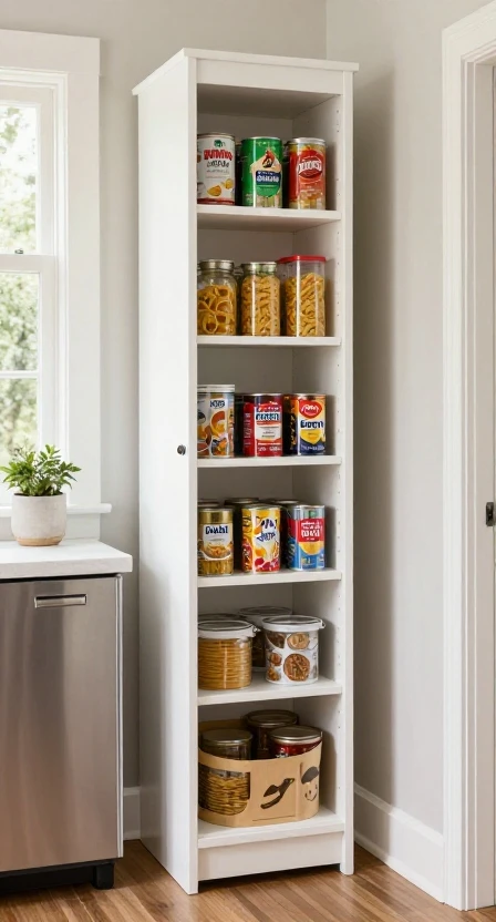 Use a Slim Pantry or Tall Cabinet
