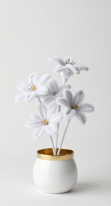 Monochrome White Flower Pot
