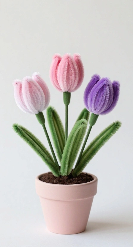 Tulip Trio in a Pastel Pot
